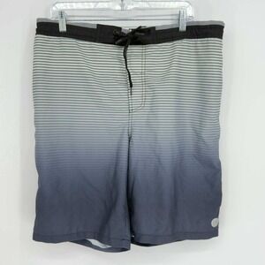 Calvin Klein Men's Gray Ombre Striped Board Shorts Size XL
